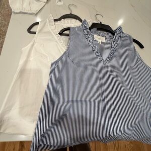 Tuckenuck set of two Pomander Place Veronica ruffled V-neck,,NWOT, sz Small